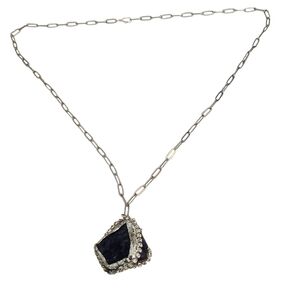 Sapphire Rhinestone Stainless Steel Chain Necklace